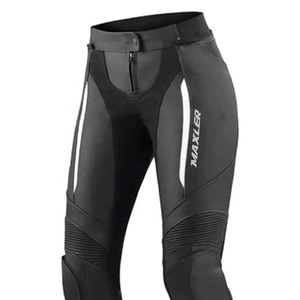 Pantalon de motard en cuir pour homme, haute qualité, très demandé, coupe droite mi-haute, fermeture boutonnée, noir foncé, épais, équipement de protection pour moto - Product Image 4