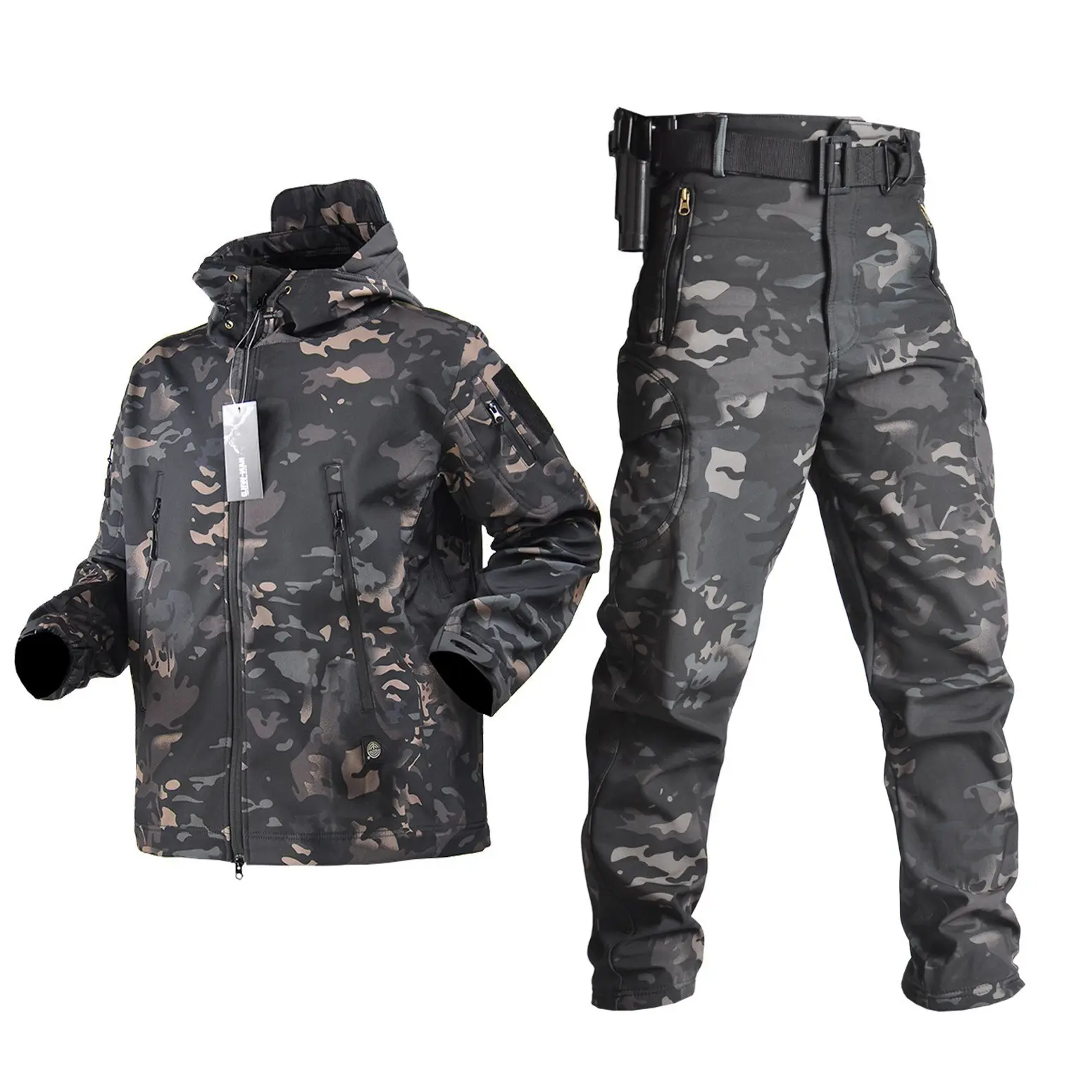Jinteng Factory Wholesale TAD Shark Skin Softshell Training Camouflage Uniform Tactical Winter Jacket Tactical Suit