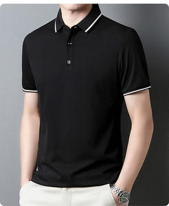 OEM Logo personnalisé Broderie Imprimé Design Haut de gamme Mulberrysilk Polo d'affaires à manches courtes en coton mince d'été pour hommes - Product Image 3