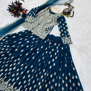 Đẹp thiết kế hàng đầu váy lehenga với dupatta thiết lập hoàn toàn thêu chuỗi làm việc bên mặc truyền thống ăn mặc phù hợp với - Product Image 1