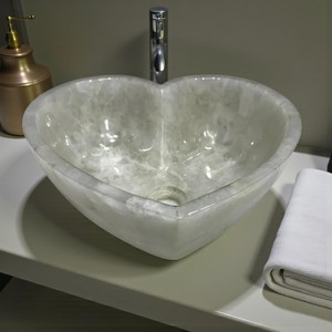 Évier en quartz blanc fait à la main, lavabo décoratif pour salle de bain, pour hôtel et restaurant - Product Image 3