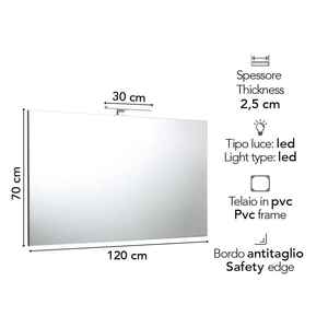 Espejo LED Empotrado de 120x70 con Lámpara, Espejo LED Moderno para Baño - Product Image 5