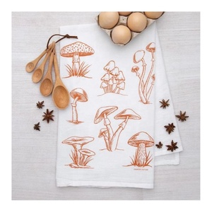 Customized Mushroom Printed Tea Towel <b>Kitchen</b> Towel Dish Towel 100% Cotton OEM ODM Low MOQ Wholesale Direct Factory - Product Image 1