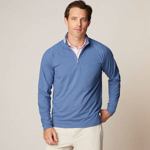 OEM Polyester personnalisé 1/4 Zip Golf Blue Pullover Fashion Quarter Zip Sweatshirt pour hommes - Product Image 3