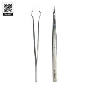 Pince à épiler pour extensions de cils Bluemed Surgical Beauty, en acier inoxydable, professionnelle, précision, pointe inclinée lisse, durable pour le volume - Product Image 2