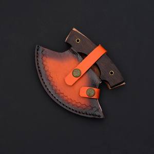 มีดอลาสก้าอูลูเหล็กกล้าคาร์บอน พร้อมปลอกหนัง ด้ามไม้พะยูงตีขึ้นรูปเอง ทำด้วยมือ มีดครัว OEM ระดับมืออาชีพ - Product Image 2