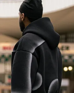 Sweat à capuche sérigraphié à manches longues vierge épaisse sweat à capuche zippé logo personnalisé - Product Image 6