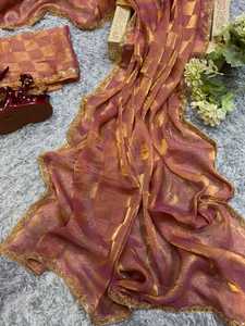 Indian Boutique's Premium Bridal Silk Saree Última moda Fancy Sari para niñas Wedding Party Wear Ropa étnica - Product Image 2