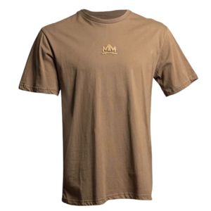 T-shirt graphique marron pour hommes et femmes, design minimaliste avec logo couronne, coton marron, streetwear haut de gamme - Product Image 1