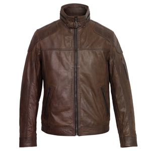 Chaqueta Bomber de cuero de piel de cabra marrón personalizada a la moda 2025 chaqueta de cuero genuino hecha en Pakistán para hombres envío DDP - Product Image 2
