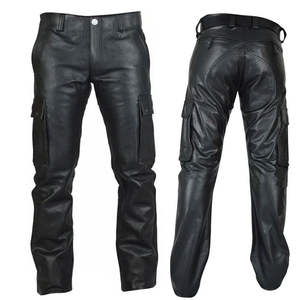 Pantalon en cuir véritable de vachette personnalisé, de haute qualité, pour homme, coupe droite, tendance, imperméable et respirant, pour l'extérieur - Product Image 1