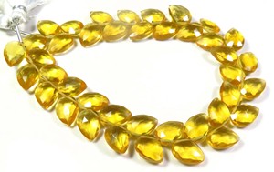 Chất Lượng Cao Tổng Hợp Thủy Tinh Thạch Anh Mặt Lỏng 10x7Mm Vàng Trong Suốt Lê Hạt 7.5 "Sợi Đường Chéo Khoan - Product Image 3