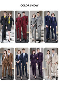 Breathable Double Breasted Anti-Wrinkle Office Business Men Suit Blazer Customizable Pant Coat Solid Color - Product Image 3