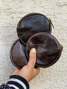 Véritable cheveux faits à la main sur la peau fourrure cuir porte-monnaie porte-monnaie rond porte-carte de crédit étui occidental élégant mignon petit portefeuille rond - Product Image 5