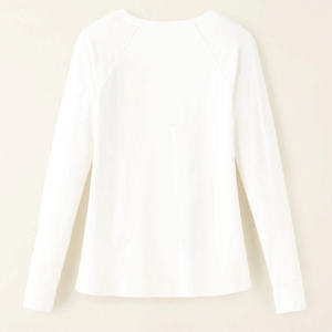 Camisetas de manga larga holgadas para mujer, camisetas de otoño hechas a medida de algodón con cuello redondo, camisetas informales de gran tamaño para mujer ODM OEM - Product Image 2