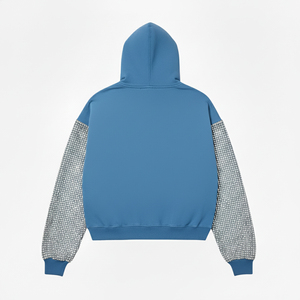Personalización de alta calidad Unisex bordado impreso lavado ácido peso pesado Rhinestone desgastado Sun Faded Zipper-Up Hoodie - Product Image 2