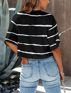 Top corto holgado de gran tamaño para mujer, ropa de calle informal, Camiseta holgada de manga corta a la moda para verano - Product Image 6