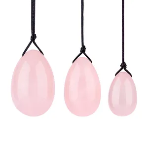 Trứng Yoni Tự Nhiên Rose Quartz Crystal Trứng Yoni Cho Phụ Nữ Kegel Tập Thể Dục Cơ Bắp Trứng Ngọc Mát Xa Khoan Hoặc Chưa Khoan OEM Box - Product Image 2