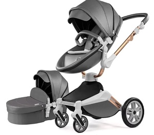 รถเข็นเด็ก 2 in 1 สีเทา หมุนได้ 360 องศา °   หนัง PU ป้องกันแสงแดดแบบหมุนได้ - Product Image 4