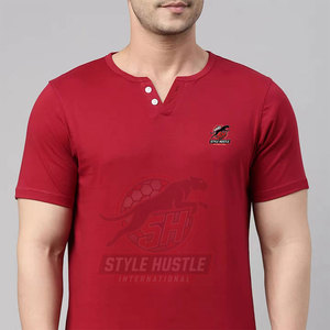 เสื้อยืดเฮนลีย์ดีไซน์ใหม่สำหรับผู้ชาย เสื้อยืดเฮนลีย์ลำลองสำหรับผู้ชาย เสื้อยืดเฮนลีย์สำหรับฤดูร้อนสำหรับผู้ชาย ขายส่ง - Product Image 3