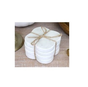 Precio asequible 100% Posavasos de mármol con borde de latón Lujo de calidad superior Venta al por mayor Posavasos de mármol Uso de artículos de Mesa para el hogar - Product Image 2