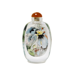 High Quality Vintage Oriental Glass Snuff Bottle Hand-Painted Intricate Flowers Birds Luxury Traditional Home Decor Gift