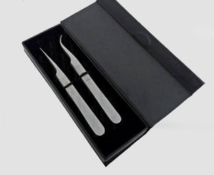 Pince à épiler faux cils en acier inoxydable de haute qualité pince à cils droite et incurvée pour fournitures d'extension de cils - Product Image 5