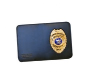 Dompet Lencana Kulit Sapi Asli Unisex, Dompet Leher Kulit, Tempat Kartu Identitas, Dompet Tempat Lencana, Dompet ID dengan Logo Emas