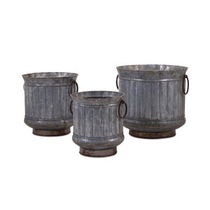 Maceta de suelo galvanizada Maceta Macetas de flores redondas de metal de nuevo diseño en precio al por mayor - Product Image 6