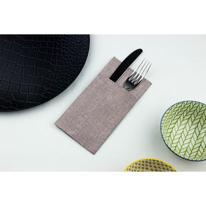 Serviettes de table blanches 40x40cm motif vaches et cowboys marron, poches kanguro point-à-point, 960 pièces, B2B - Product Image 1