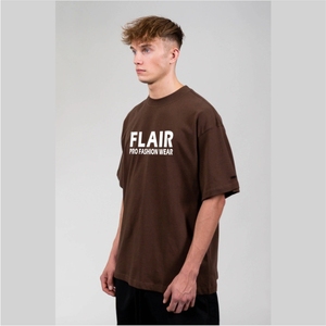 Men's High Quality Brown Color Cotton T-shirt Custom Logo <b>Drop</b> Shoulder Oversized Crew Neck 100% Cotton - Product Image 4