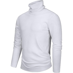 Pulls d'hiver pour hommes coupe ajustée de haute qualité anti-rides avec col rond logo avant pull en polyester de couleurs unies - Product Image 3