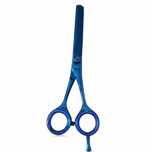 Ciseaux professionnels pour la dégaine des cheveux, 6,7 pouces, en acier inoxydable bleu, ciseaux texturisants, outil de coupe pour barbier et salon, OEM en gros - Product Image 1