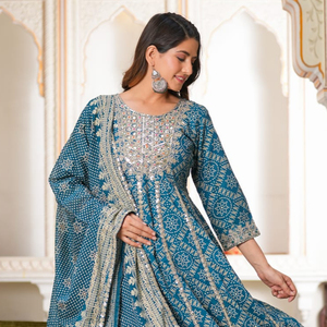 Traditional Indian Designer Ethnic <b>Wardrobe</b> Kurtis Pant With Dupatta Set Latest Collection <b>Mirror</b> Work for Womens and Girls - Product Image 1