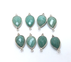 Pendentif en forme de poire à facettes en amazonite naturelle en argent sterling 925 pour mariages fêtes de fiançailles bijoux en argent élégants - Product Image 4
