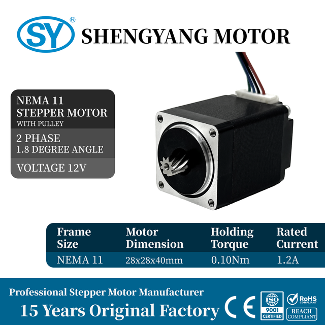 Nema 11 With Pulley 3D Printer Parts Extruder Mini Printer 4 Lead Wire PHR 4Pin Connector 12V Mini Stepper Motor