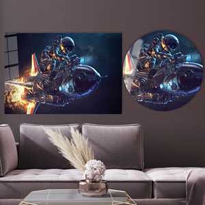 Arte en Lienzo Personalizado de Astronauta: Decoración Espacial en Marco Dorado, ARTE EN VIDRIO TEMPLADO - Product Image 1