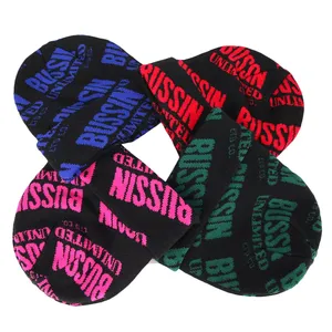 Wholesale Jacquard <b>Plain</b> Knit Beanie <b>Cap</b> Winter Warm Two Tone Cuffed Hat Custom Embroidery Logo High Quality Knitted <b>Cap</b> - Product Image 2