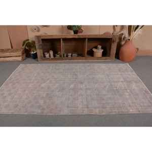 Tapis Turc Vintage Moderne Grand Rectangle 4.8x 8.2ft Fait à la Main Gris Patchwork Design Laine Latex Tabriz pour Chambre Couloir - Product Image 4
