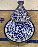 Pot de Tajine marocain en céramique fait à la main de Fes, Pot de cuisine et de service peint à la main