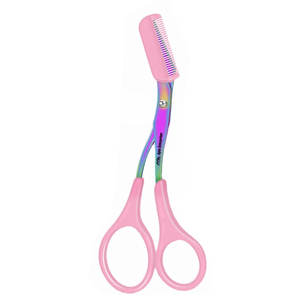 ชุดกันคิ้วสเตนเลสสตีลสีชมพู2ชิ้นความแม่นยำระดับมืออาชีพกรรไกรตัดคิ้วกันลื่นพร้อมหวี - Product Image 1