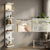 Étagère murale LED moderne à 7 niveaux, étagère flottante verticale, étagère de rangement en bois pour salon, chambre à coucher, fournisseur en gros