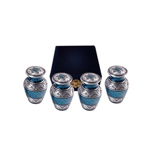 Juego de 4 urnas de recuerdo de latón de Fuego Azul, suministros funerarios, urnas de cremación de recuerdo, urna de cremación para adultos más vendida - Product Image 1