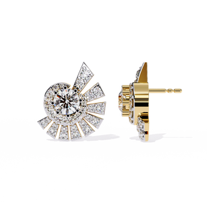 Pendientes de tuerca geométricos clásicos de oro de 18 quilates con diamante brillante Lord Krishna, diamante cultivado en laboratorio certificado por IGI con engaste de bisel para - Product Image 4