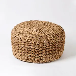 Tabourets ronds de salon de cuisine en jonc de mer pouf en paille fait main écologique prix bon marché dernier tabouret de designer