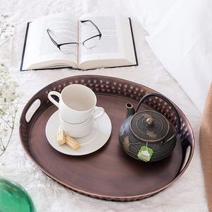 ถาดโลหะทรงวงรีพร้อมที่จับถาดตกแต่งและให้บริการสำหรับบ้านโรงแรมและของขวัญ - Product Image 1