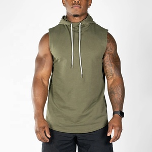 Personalizada de alta calidad de moda de los hombres músculo Fitness ligero sin mangas camiseta sin mangas con capucha - Product Image 1
