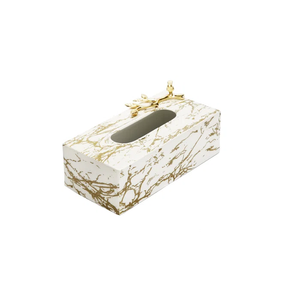 Modern Metal <b>Napkin</b> <b>Holder</b> with Gold Leaf Design Customizable Color & Size Rectangle Shape for Home Hotel Restaurant Use - Product Image 1