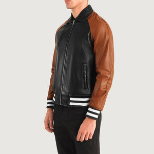 Vestes vintage versity blanches pour hommes, broderies en chenille unies personnalisées, veste universitaire lettrée d'hiver 100% en cuir - Product Image 2