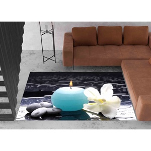 Alfombra Zen Stone Spa: Alfombra Moderna Antideslizante con Diseño Impreso y Pelo Suave - Product Image 1